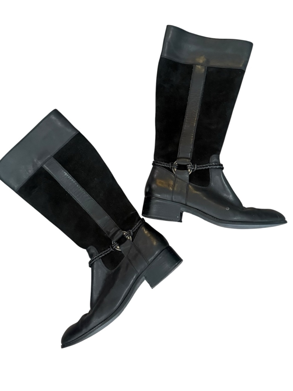 Vintage Coldwater Creek Black Leather Suede Riding Boots 9M Western Equestrian